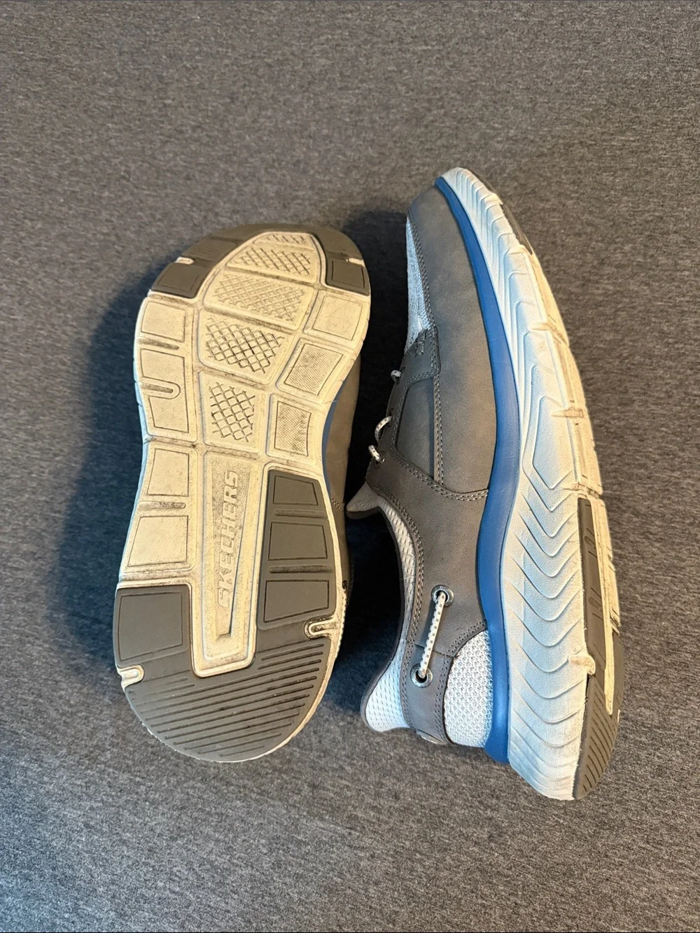 Skechers Men’s Gray and Light Gray Mesh Slip-On Loafers